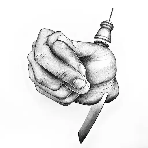 Hand Holding Water And Knife