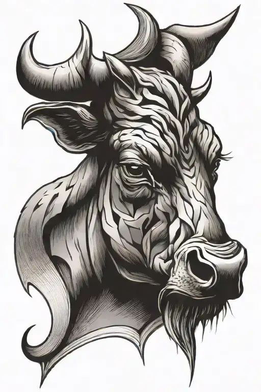 Head Of A Brave Bull Inside A Brave Rhombus