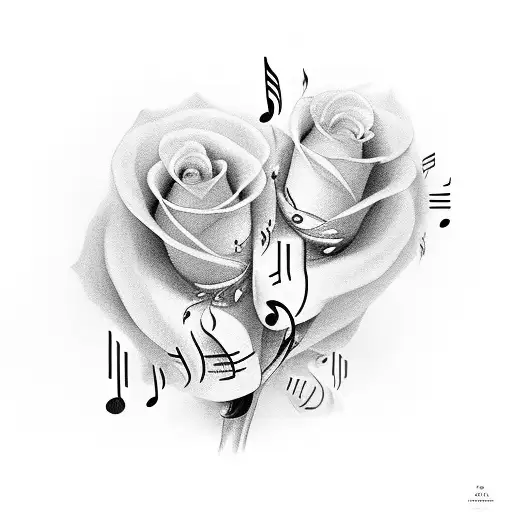 Floral With Music Notes And 2 People Walong Hand In Hand