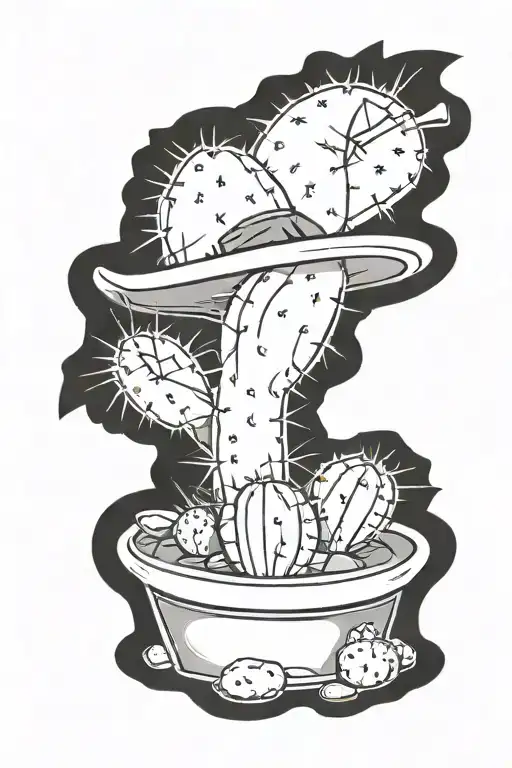 Cactus In A Hat In A Pot
