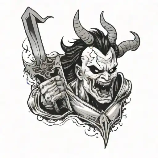 Scary Demon Being Killed By Saint Michael Myers