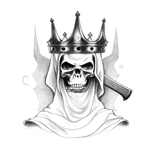 Grim Reaper With Sword And Crown