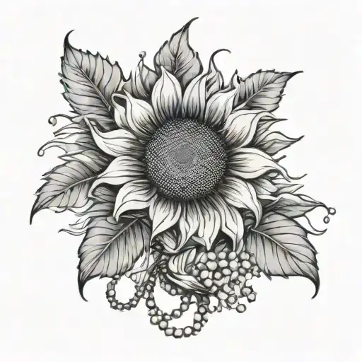 Sunflower With Rosary Wrapped Loosely