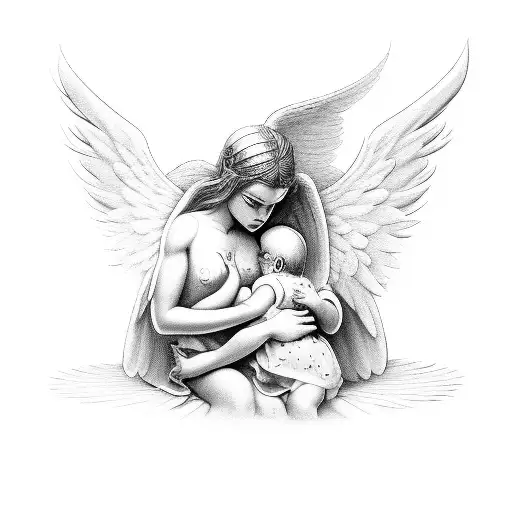 A Guardian Angel Protecting A Small Child