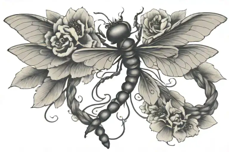 Dragonfly Noose Of Flower Intertwined