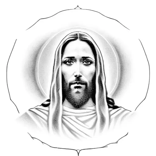 A Black And Grey Portrait Of Jesus Surrounded By His Disciples