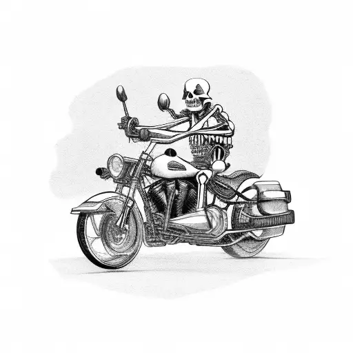 Skeleton Cop Riding A Motorcycle