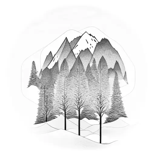 Abstract Representation Of A Serene Mountain Landscape