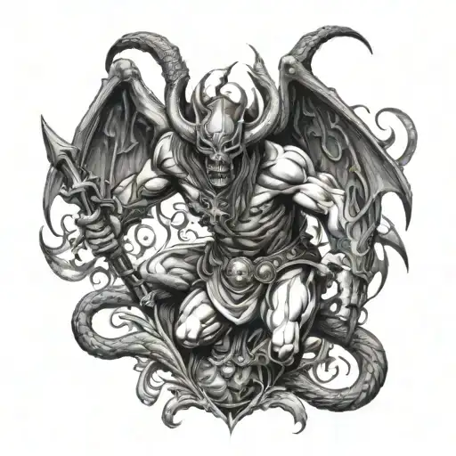 Scary Demon Being Killed By Saint Michael