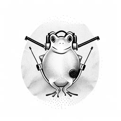 A Frog With Headphones On In A Mechanic Outfit