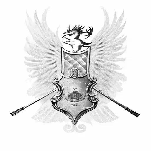 Coat Of Arms Sheild With Lyre Bird Feathers Behind