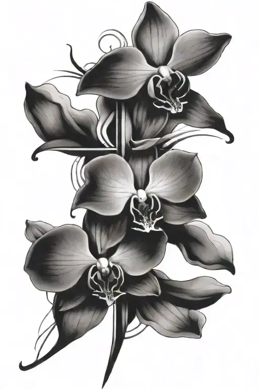 Combine A Cross And Orchid Flower Into A Unique Abstract Design