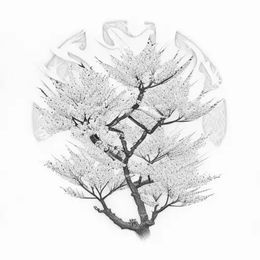 Japanese Cherry Blossom Tree With Jiu Jitsu Gi Petals