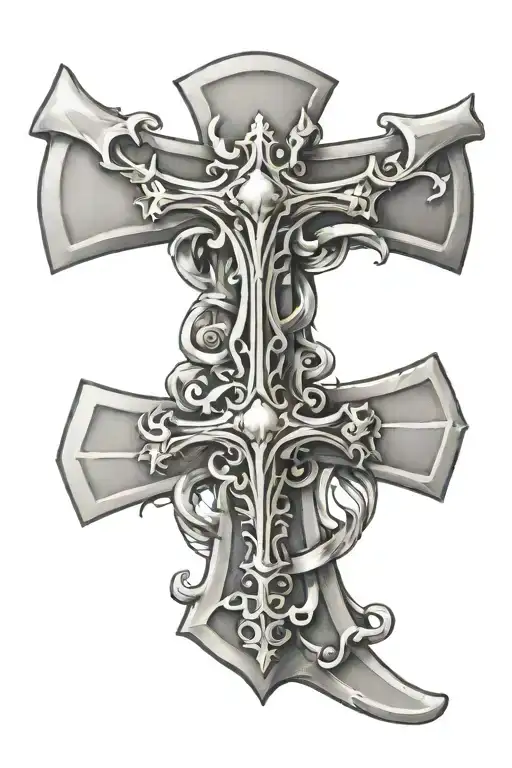 A Cross Made From An Upside Down Sword