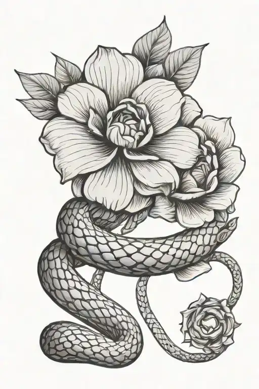 Flower Bracelet With A Snake With A Black Line