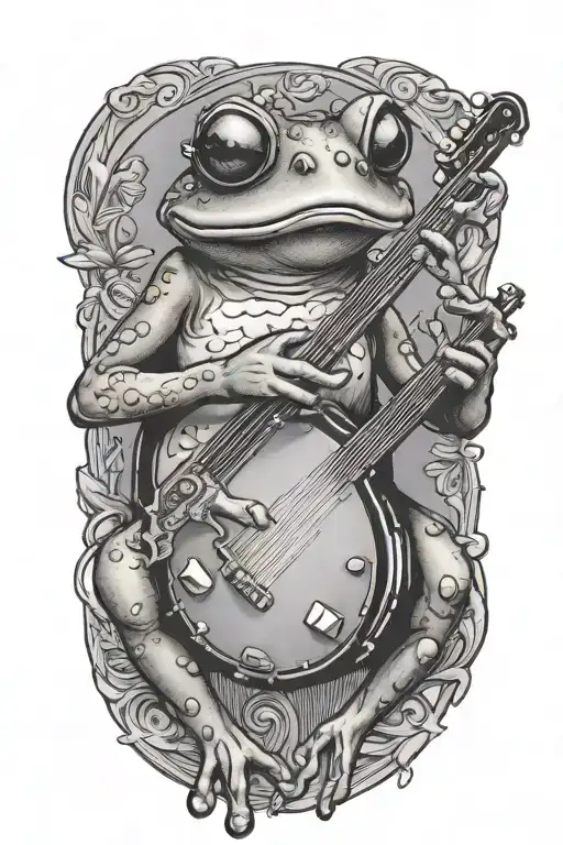 Frog Playing A Banjo Wearing Sunglasses