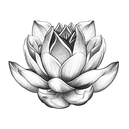 A Black-grey Tattoo Of An Oleander Flower With Delicate Lotus Lily Petals