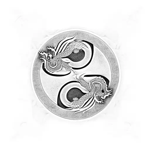 Chinese Dragon Holding Yin Yang
