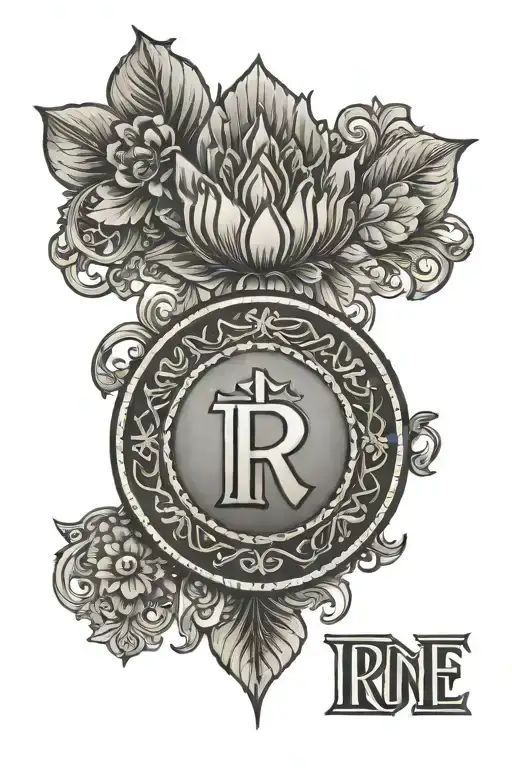 Indian One Rupee Coin Tattoo Design