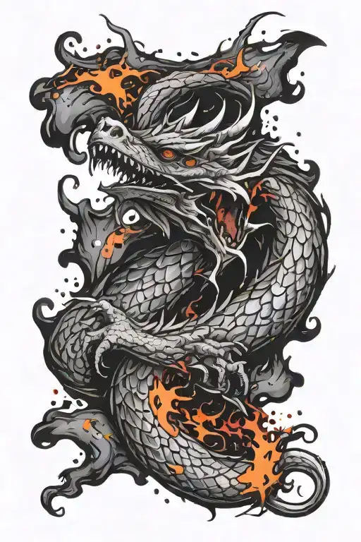 A Dragon Breathing Colorful Paint Splatters