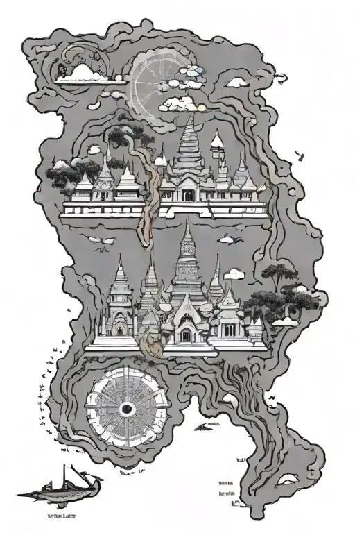 Map Of Thailand Travel Tattoo Design
