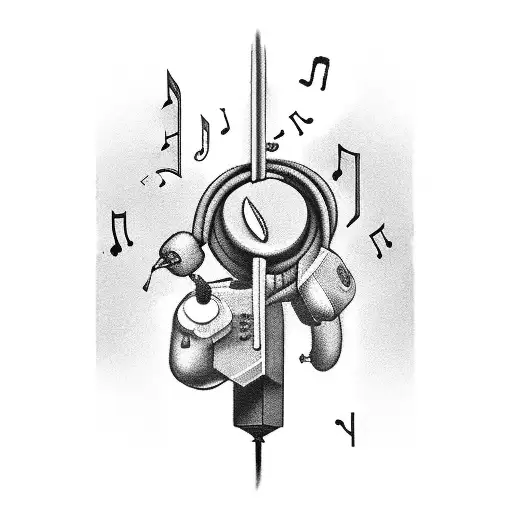 A Gaming Controller Intertwined With Musical Notes