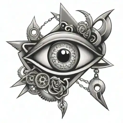 Mechanic Tools Forming An Evil Eye Symbol Intertwined