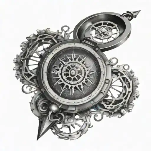 Futuristic Steampunk Compass With Forest Scene