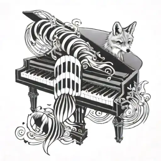 A Piano Keys Intertwined With Fox Tails Creating A Unique Pattern