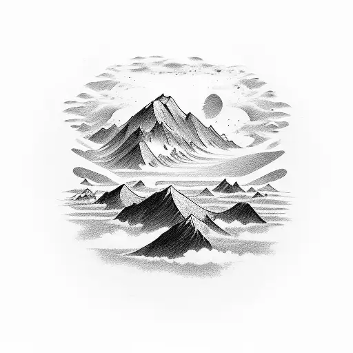 Ocean Mountains Black And White Simplstic