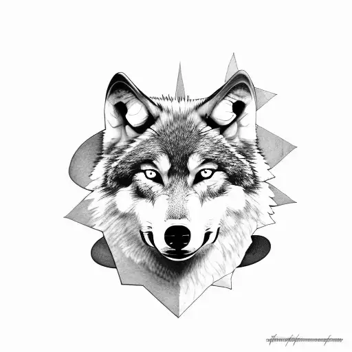 Wolf With Breast Cancer Sign And Trees In The Back