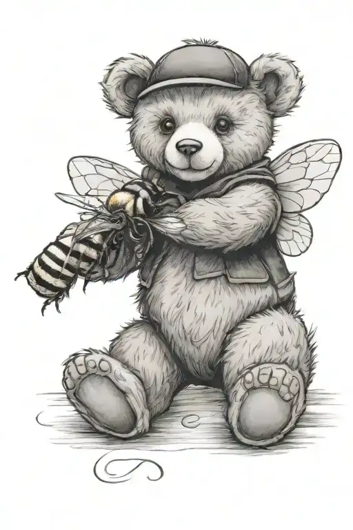 Teddy Bear With Bee Flying