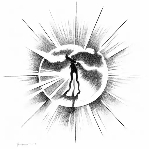 Icarus Falling Down From The Sun With A Cross In The Middle