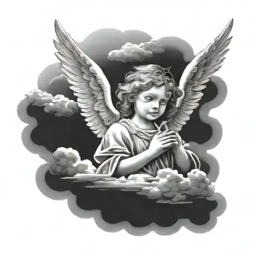 Clouds With Sun And Angel Looking With A Humble Face Pretty