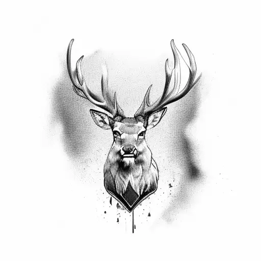 Stag In A Fine Line Style