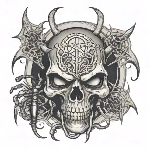Satanic Skull And Black Widow Spider