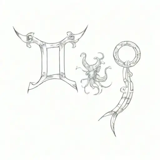 A Mix Zodiac Sign Made Entirely Of Black Grey