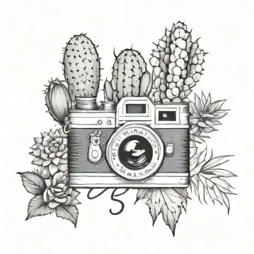 A Vintage Camera Surrounded By Cacti And A Compass