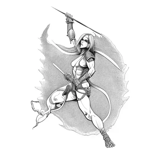 A Mystical Female Warrior Riding A Scorpion