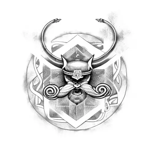 Viking Runes With Forest And Snake