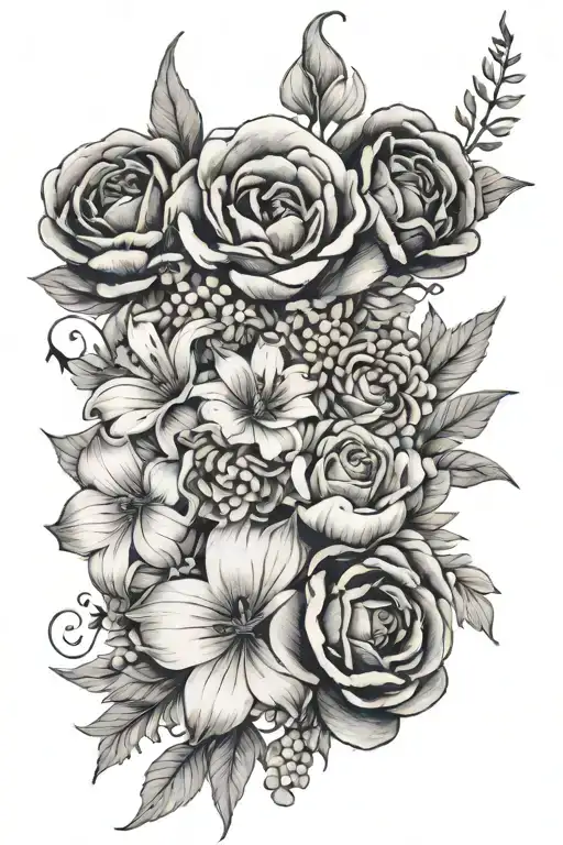 A Bouquet Of Flowers With Each Flower Symbolizing The Birth Month Of A Family Member