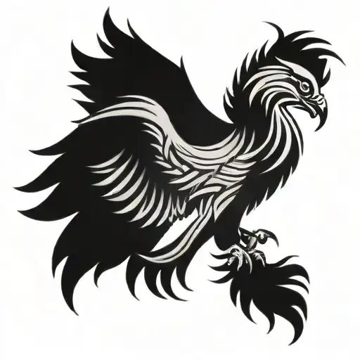 Phoenix Tattoo With Wings Wide Open And Has Strong Appearance