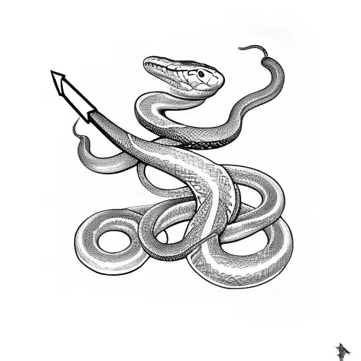 Snake With Dagger And Flower