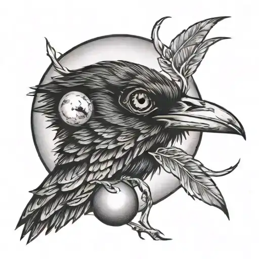 Crow Holding Eye Ball In Beak