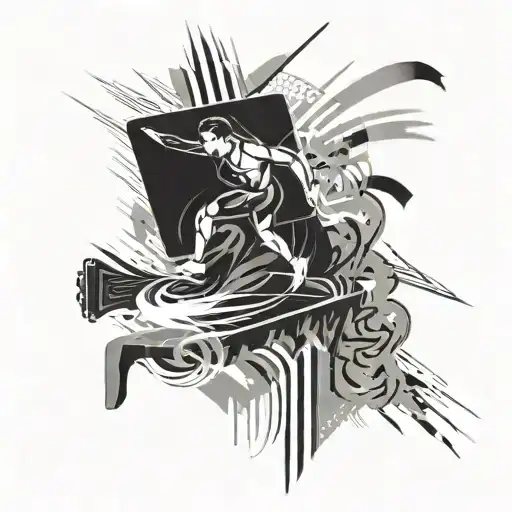 An Abstract Artwork Of A Computer Screen Displaying A Running Track With A Kahu Flying Overhead