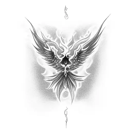 Sternum Tattoo Phoenix Black And White