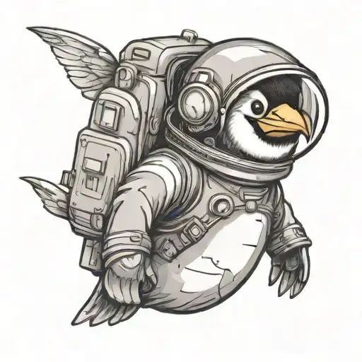 Cute Penguin As An Astronaut