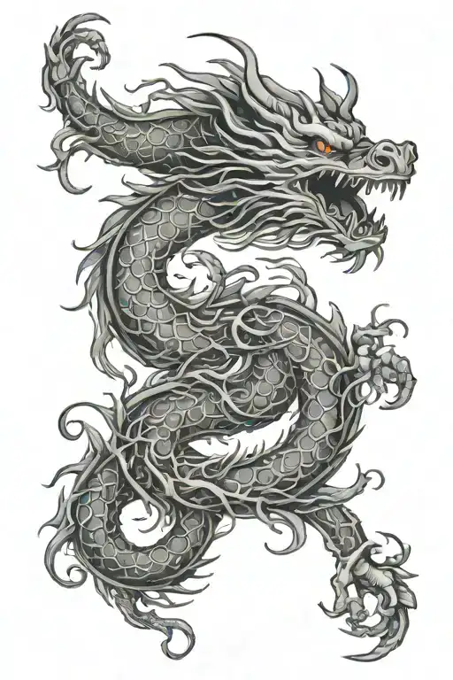 Chinese Dragon Leg Sleeve Featuring Thorn Vine Wrapping