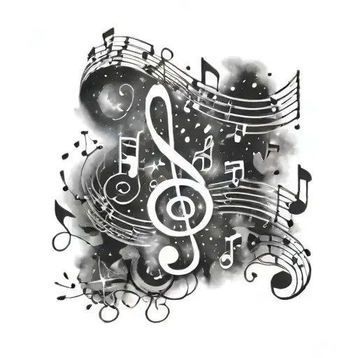 A Galaxy Filled With Music Notes And Symbols Representing Freedom And Hope