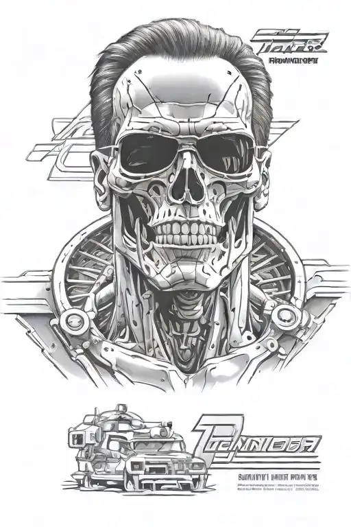 A Tattoo Of Arnold Schwarzenegger's Face Morphing Into The Terminator T-800 Skull